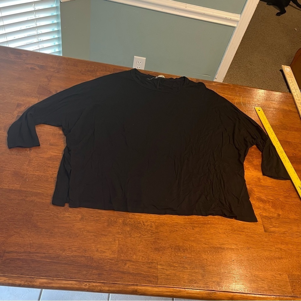 Yelete Black Long Sleeve Top oversized drop shoulder